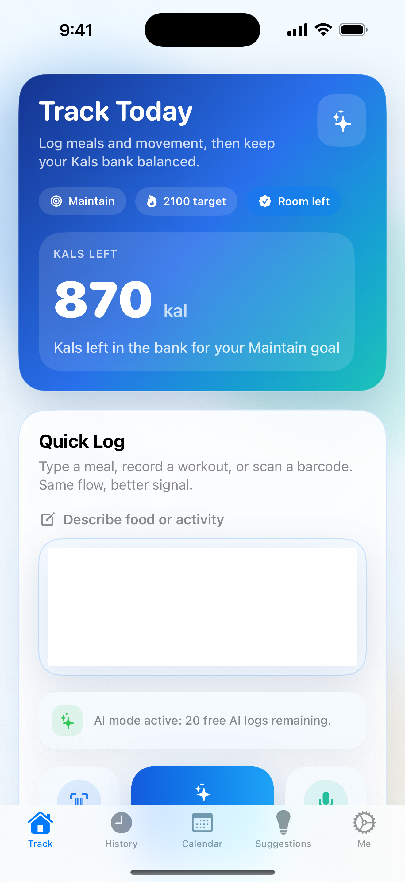 Kalarie app preview