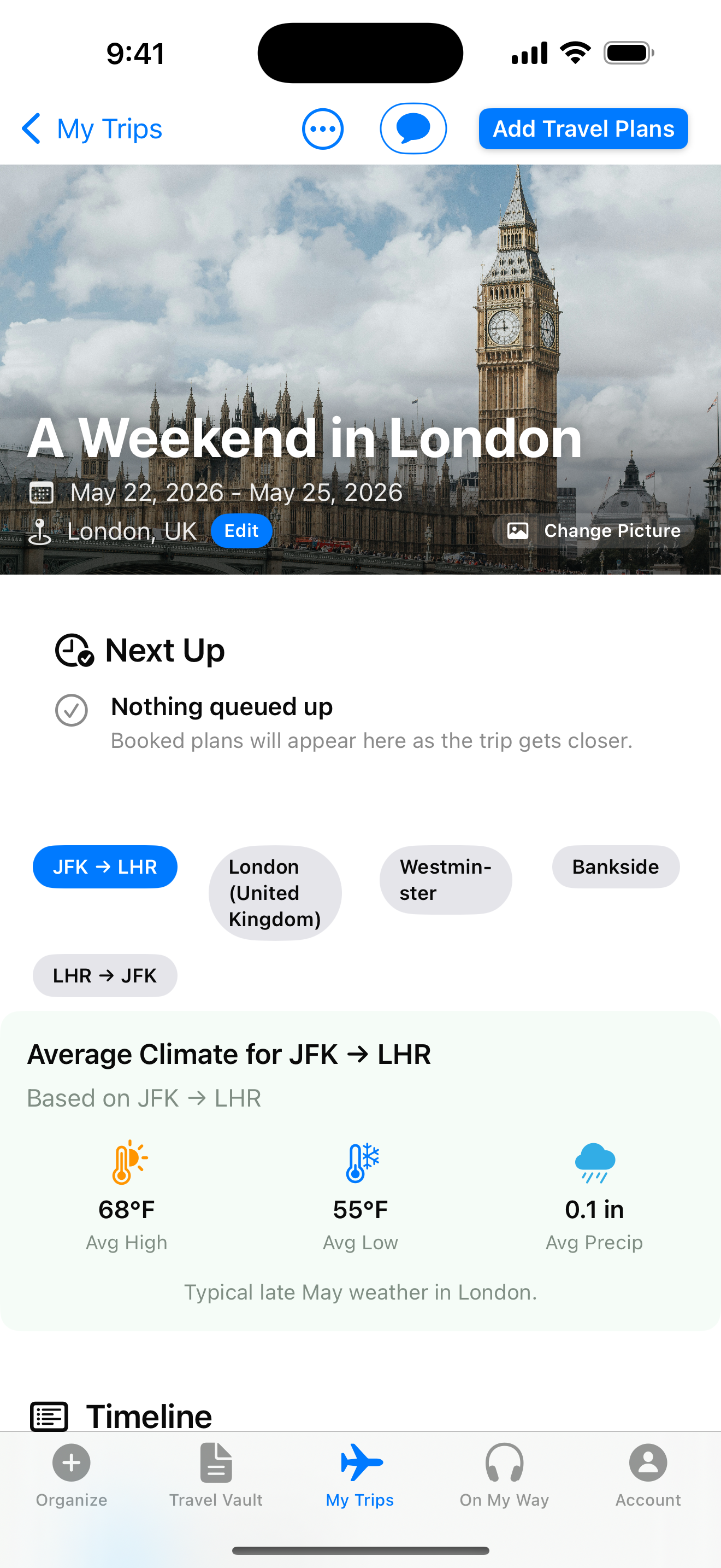 MyVacationPlans app preview